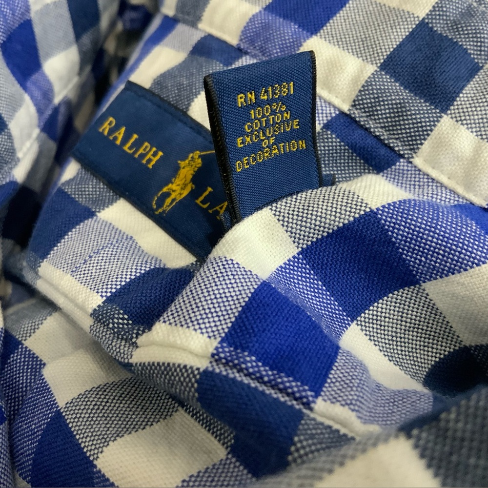 Ralph Lauren Casual Blue Checkered Gingham Button Down Shirt. Size XL. - Picture 3 of 6